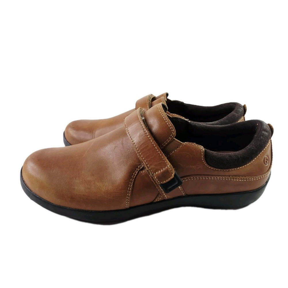 Anodyne Leather Cognac Casusl Dress Shoe Comfort Slip On Loafer Womens Size 9.5W - Picture 3 of 7